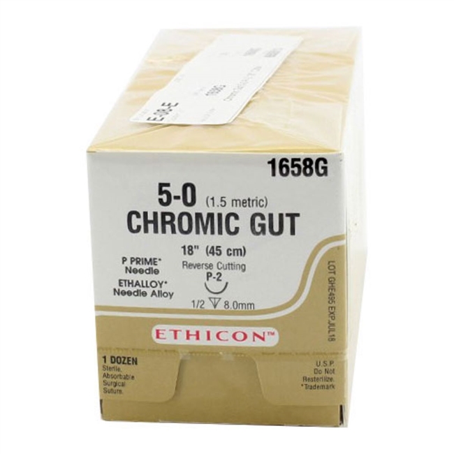 Ethicon 5/0, 18 Chromic Gut Absorbable Suture with Precision